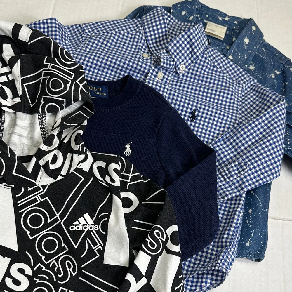 Lot‎ of 4 Toddler Boy 2T Shirt Bundle Long Sleeve Ralph Lauren Adidas